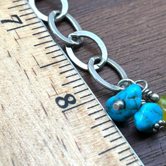 925 Sterling Silver Turquoise Cross Link Bracelet 8” - Picture 12 of 12